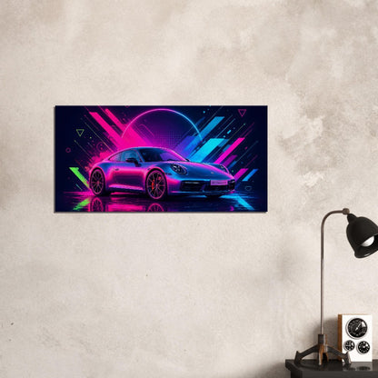 Porsche 911 Carrera S Neon Art | Canvas Print | Wall Decor - Canvas Art