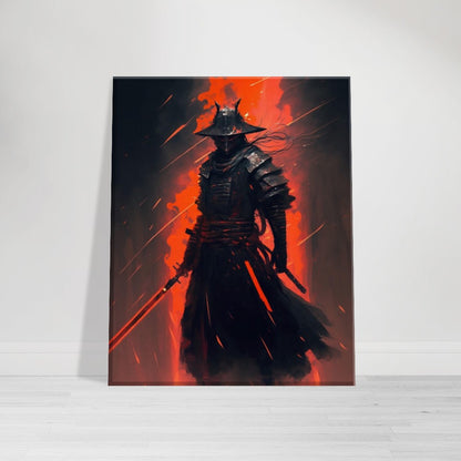 Futuristic Samurai Canvas Art: Sci-Fi Lava Warrior Home Decor