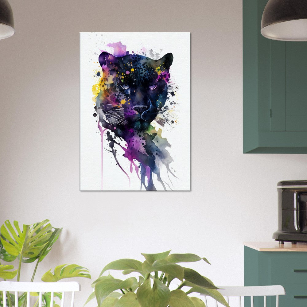 Panther Watercolor Canvas Art: Mysterious Big Cat Decor