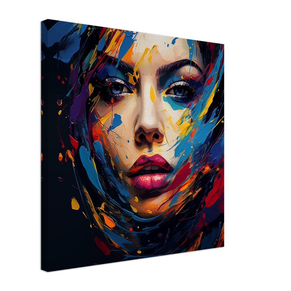 Woman's Face Canvas Print: Colorful Abstract Portrait Art
