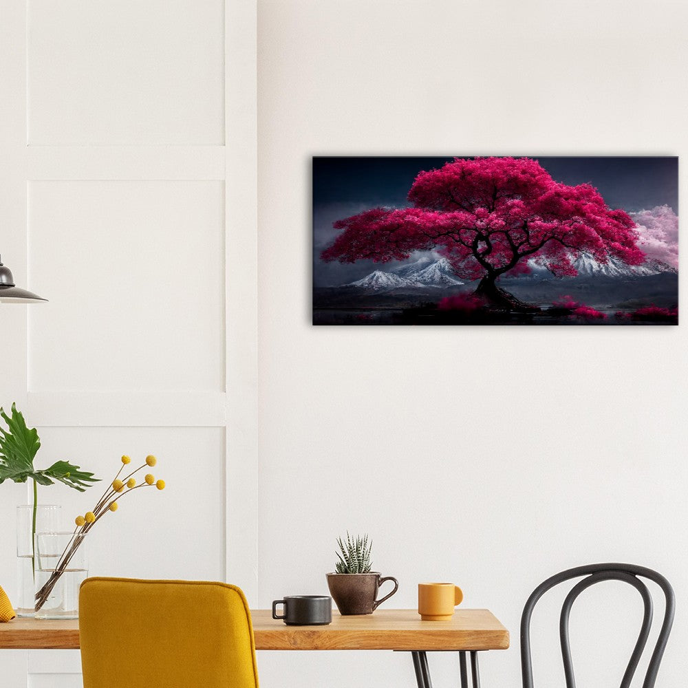 Mount Fuji Cherry Blossom Canvas Art: Serene Japanese Landscape