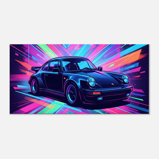 Porsche 930 Turbo Neon Art | Canvas Print | Wall Decor - Canvas Art