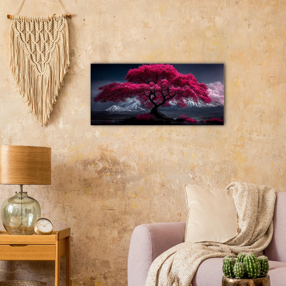 Mount Fuji Cherry Blossom Canvas Art: Serene Japanese Landscape