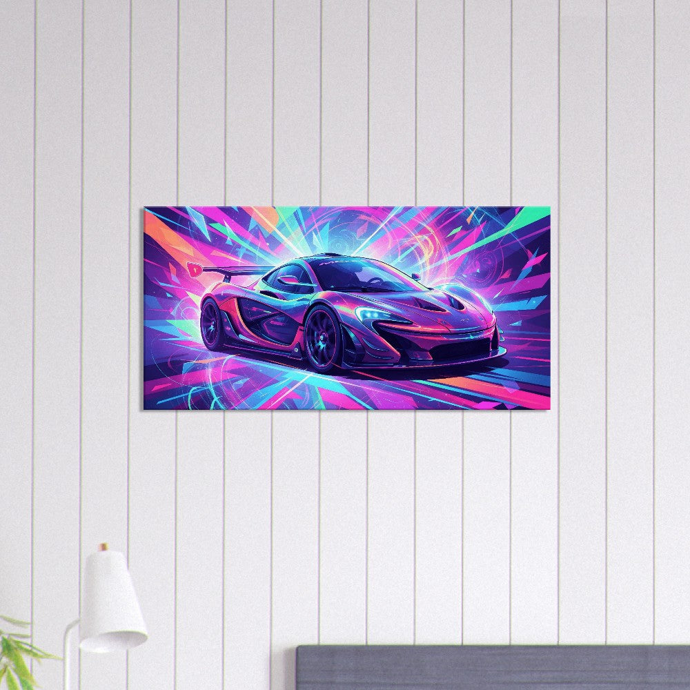 McLaren P1 GTR Neon Art | Canvas Print | Wall Decor - Canvas Art