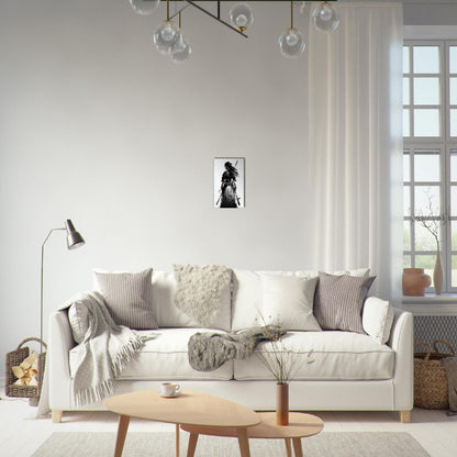 Female Samurai Canvas Art: Black and White Japanese Decor
