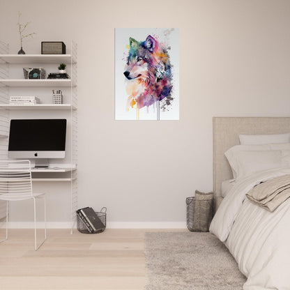Watercolor Wolf Art Print: Majestic Animal Canvas Wall Decor