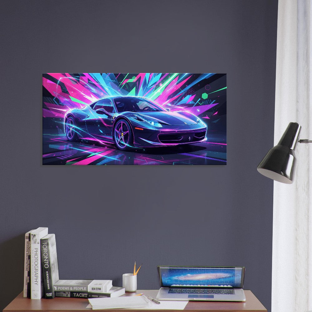 Ferrari 458 Italia Neon Art | Canvas Print | Wall Decor - Canvas Art
