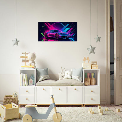 Porsche 911 Carrera S Neon Art | Canvas Print | Wall Decor - Canvas Art
