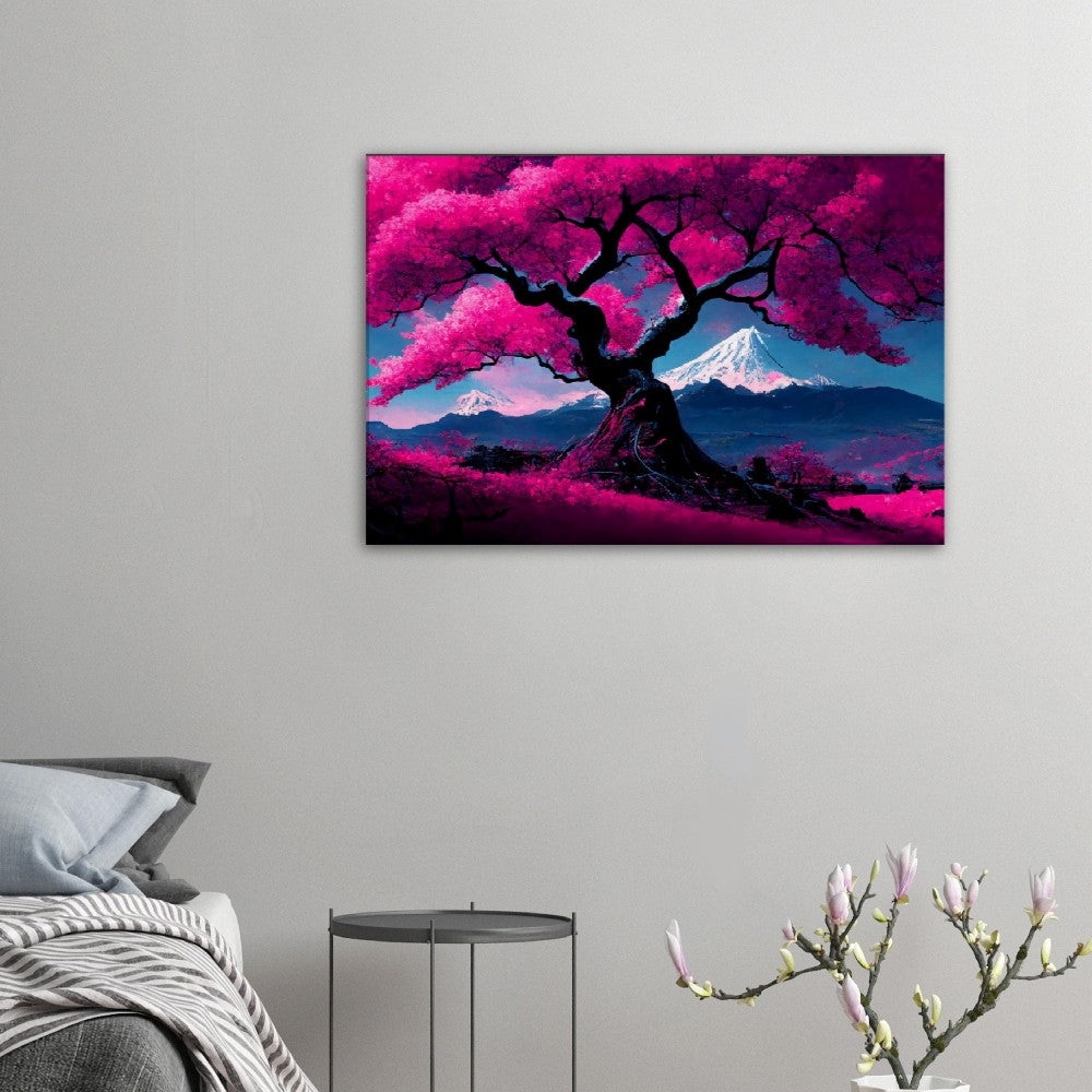 Mount Fuji Canvas Art: Cherry Blossom Japanese Landscape Print