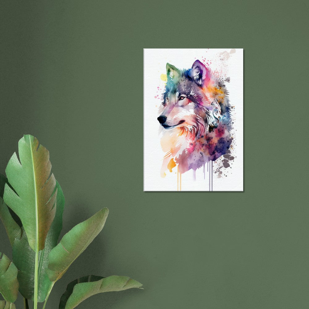 Watercolor Wolf Art Print: Majestic Animal Canvas Wall Decor