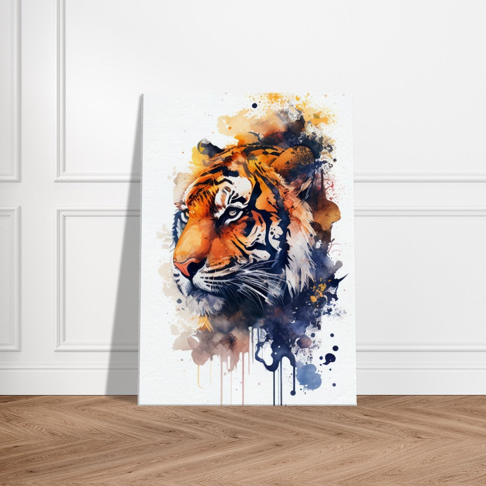 Majestic Tiger Watercolor Art Print - Big Cat Canvas Decor