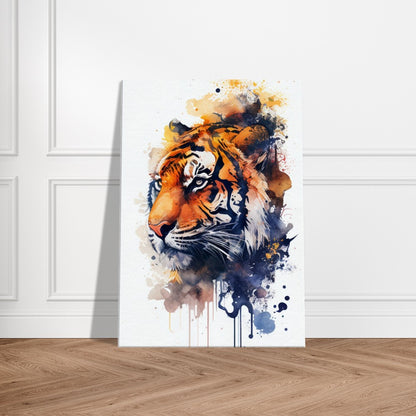 Majestic Tiger Watercolor Art Print - Big Cat Canvas Decor