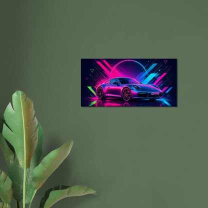 Porsche 911 Carrera S Neon Art | Canvas Print | Wall Decor - Canvas Art