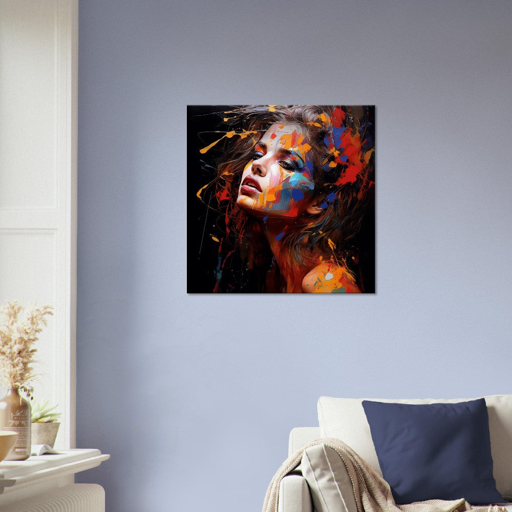 Abstract Woman Portrait: Bold Paint Canvas Art, Modern Home Decor