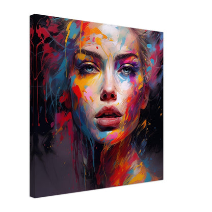 Abstract Woman Face Canvas Art: Colorful Silhouette in Bloom
