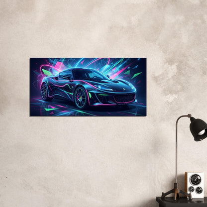 Lotus Evora Neon Art | Canvas Wall Decor | Car Aesthetic Print - Canvas Art