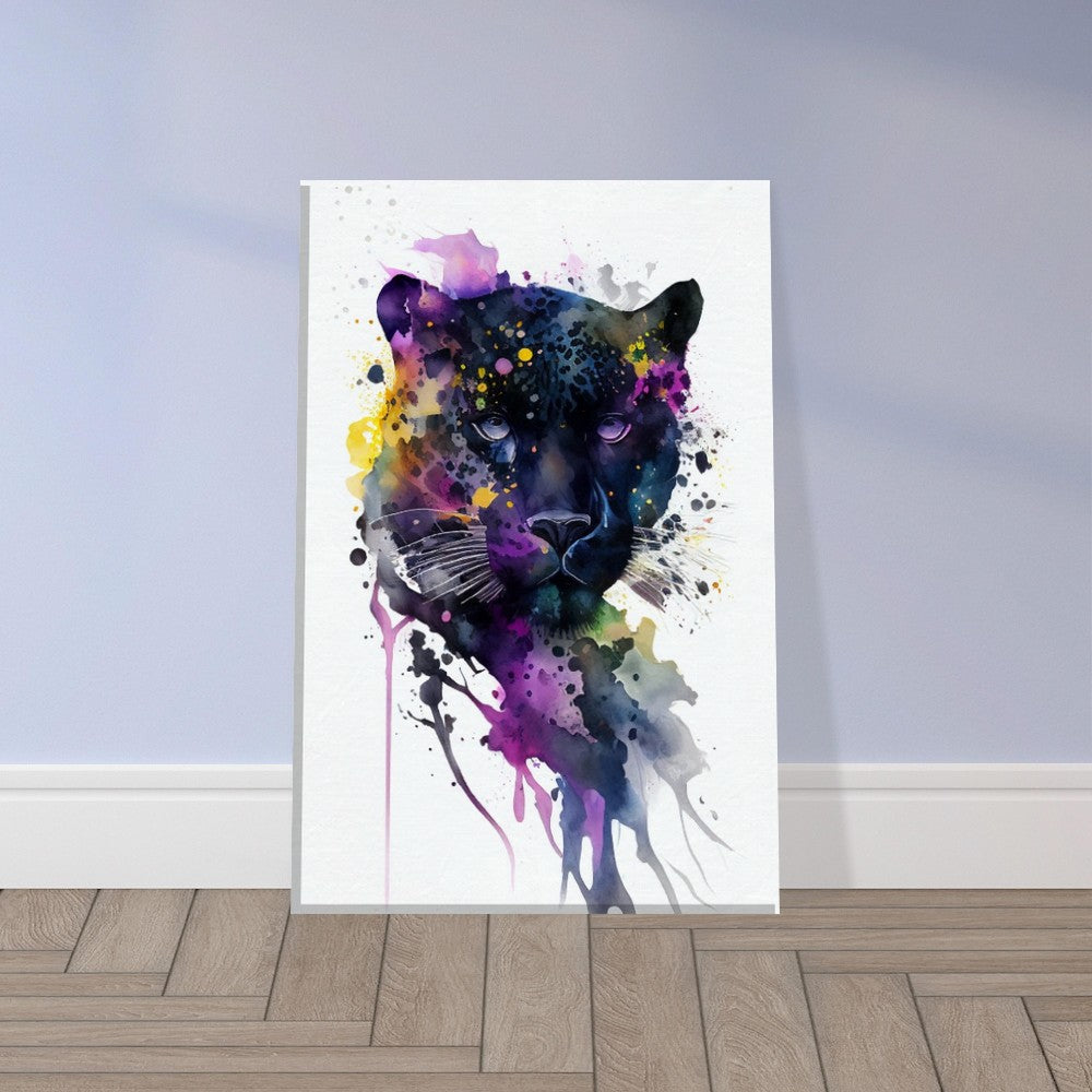 Panther Watercolor Canvas Art: Mysterious Big Cat Decor
