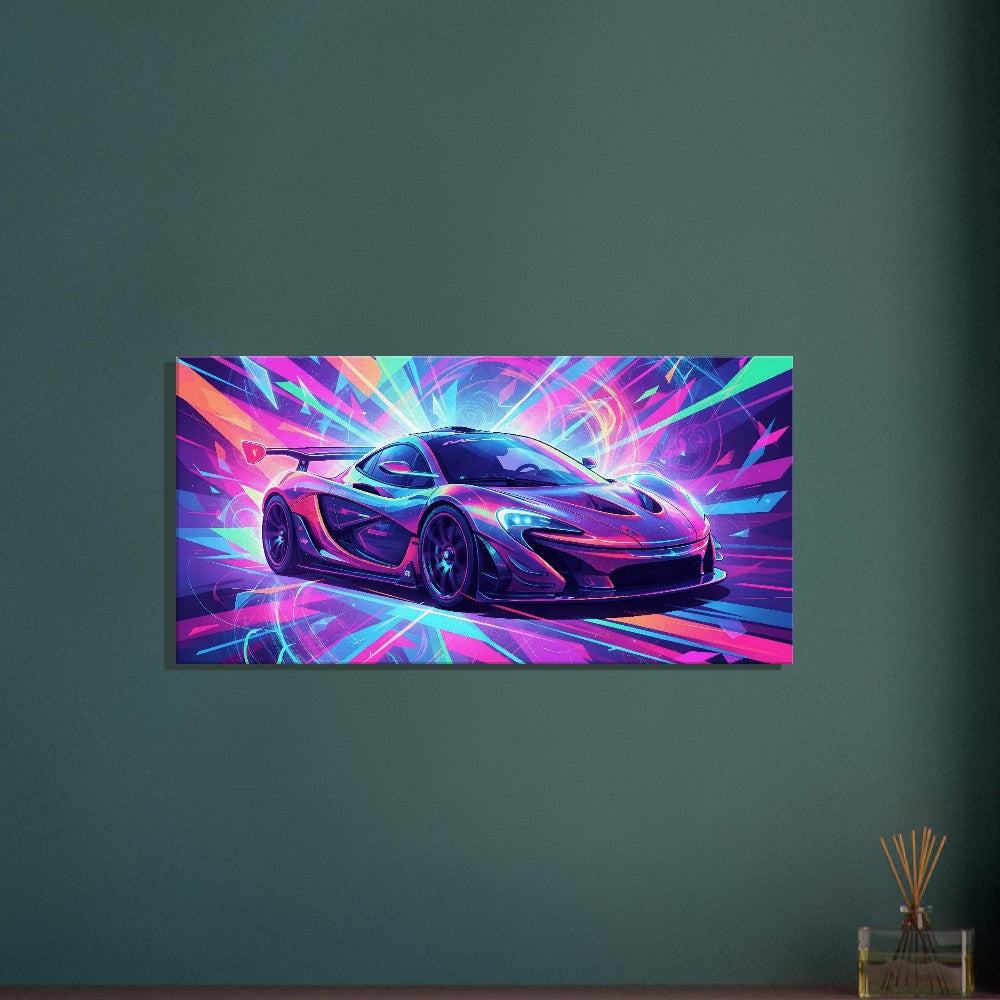 McLaren P1 GTR Neon Art | Canvas Print | Wall Decor - Canvas Art