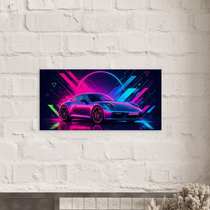 Porsche 911 Carrera S Neon Art | Canvas Print | Wall Decor - Canvas Art