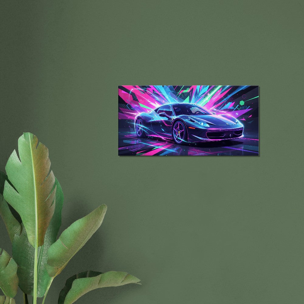 Ferrari 458 Italia Neon Art | Canvas Print | Wall Decor - Canvas Art