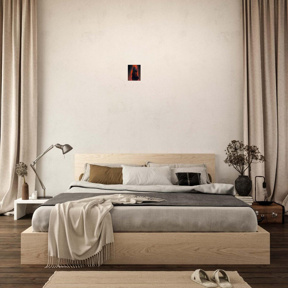 Futuristic Samurai Canvas Art: Sci-Fi Lava Warrior Home Decor
