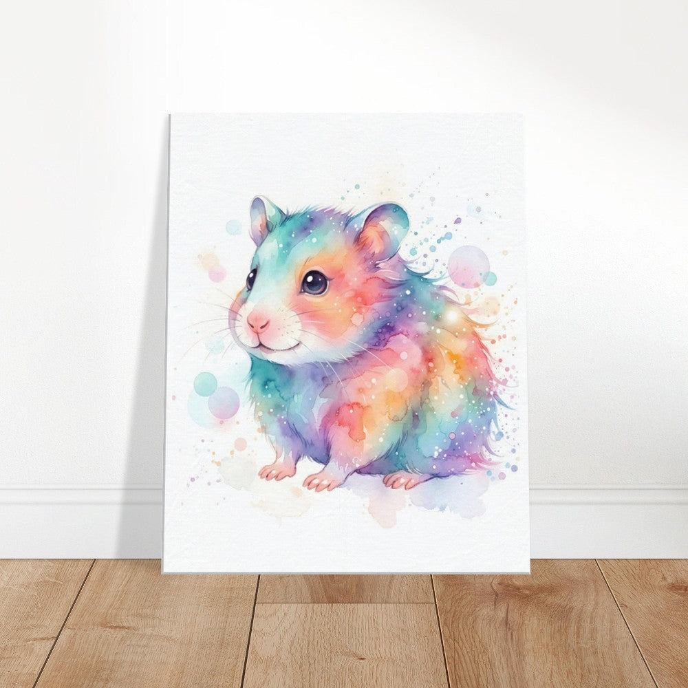 Baby Hamster Watercolor Art | Animal Canvas Print | Nursery Wall Decor - Canvas Art