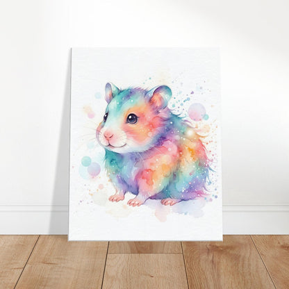 Baby Hamster Watercolor Art | Animal Canvas Print | Nursery Wall Decor - Canvas Art