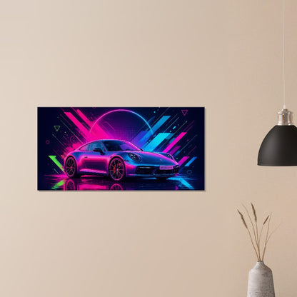 Porsche 911 Carrera S Neon Art | Canvas Print | Wall Decor - Canvas Art