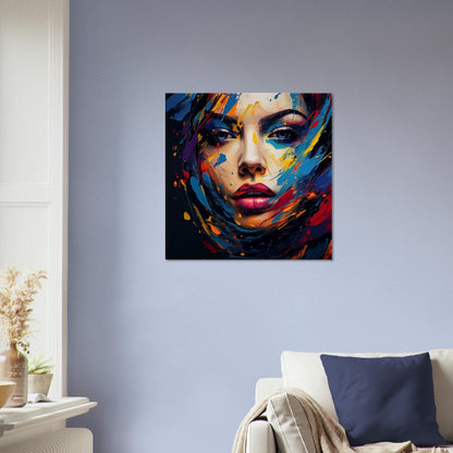 Woman's Face Canvas Print: Colorful Abstract Portrait Art
