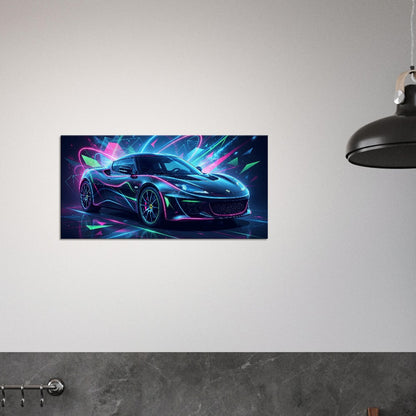 Lotus Evora Neon Art | Canvas Wall Decor | Car Aesthetic Print - Canvas Art