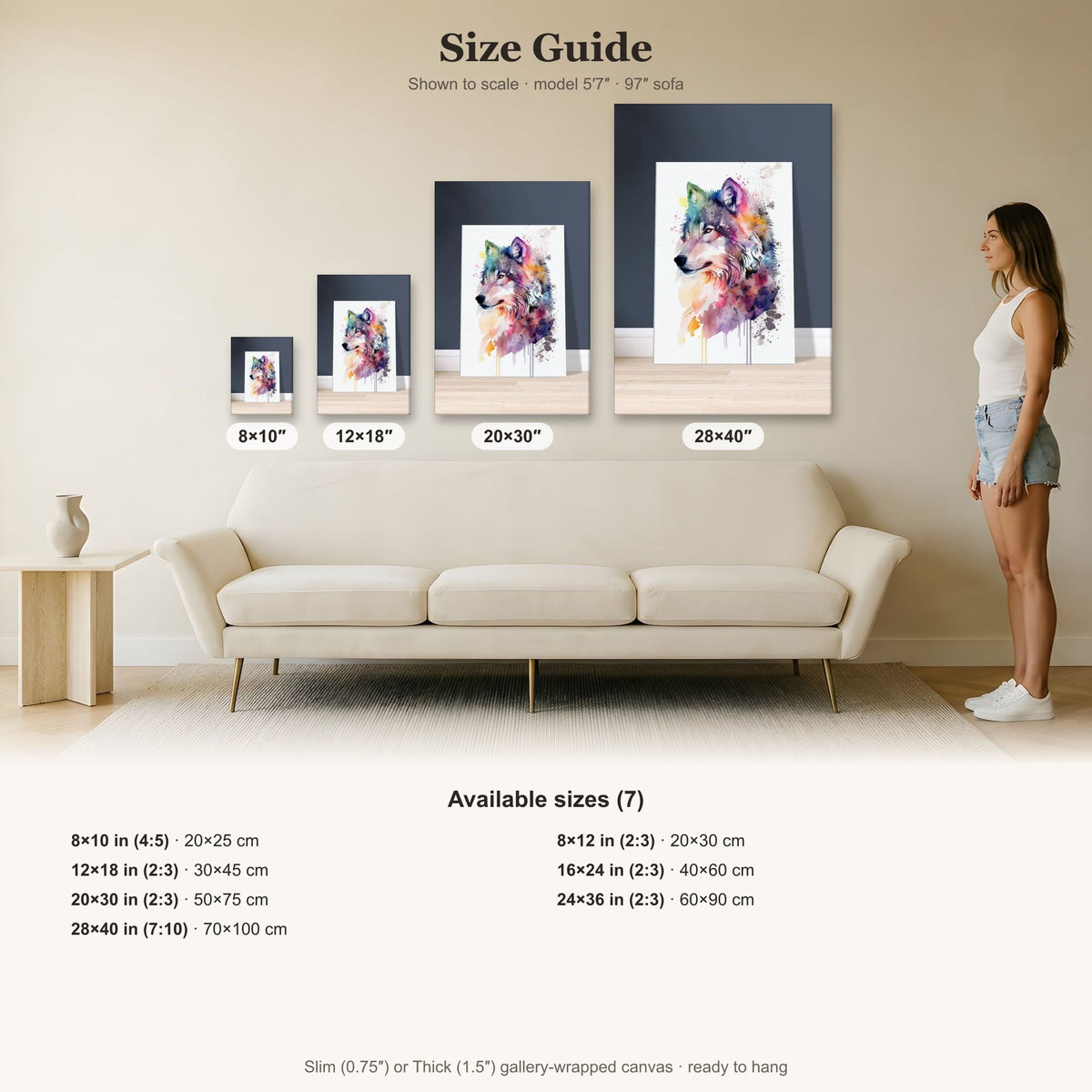 Watercolor Wolf Art Print: Majestic Animal Canvas Wall Decor