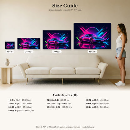 Porsche 911 Carrera S Neon Art | Canvas Print | Wall Decor - Canvas Art