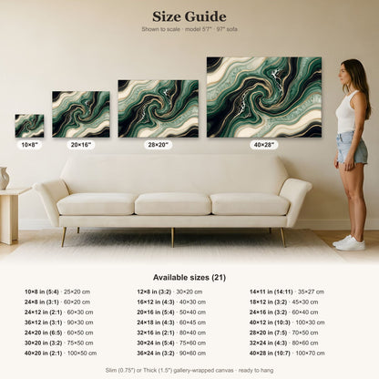 Emerald Green Black Gold Marble Art | Canvas Wall Art | Luxury Home Decor, Modern Elegance, Abstract Design