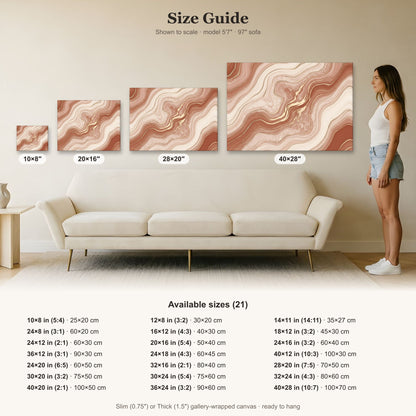 Terracotta Blush And Cream Fluid Pour Canvas Wall Art | Enhance Your Space | Abstract Art, Modern Decor, Fluid Art
