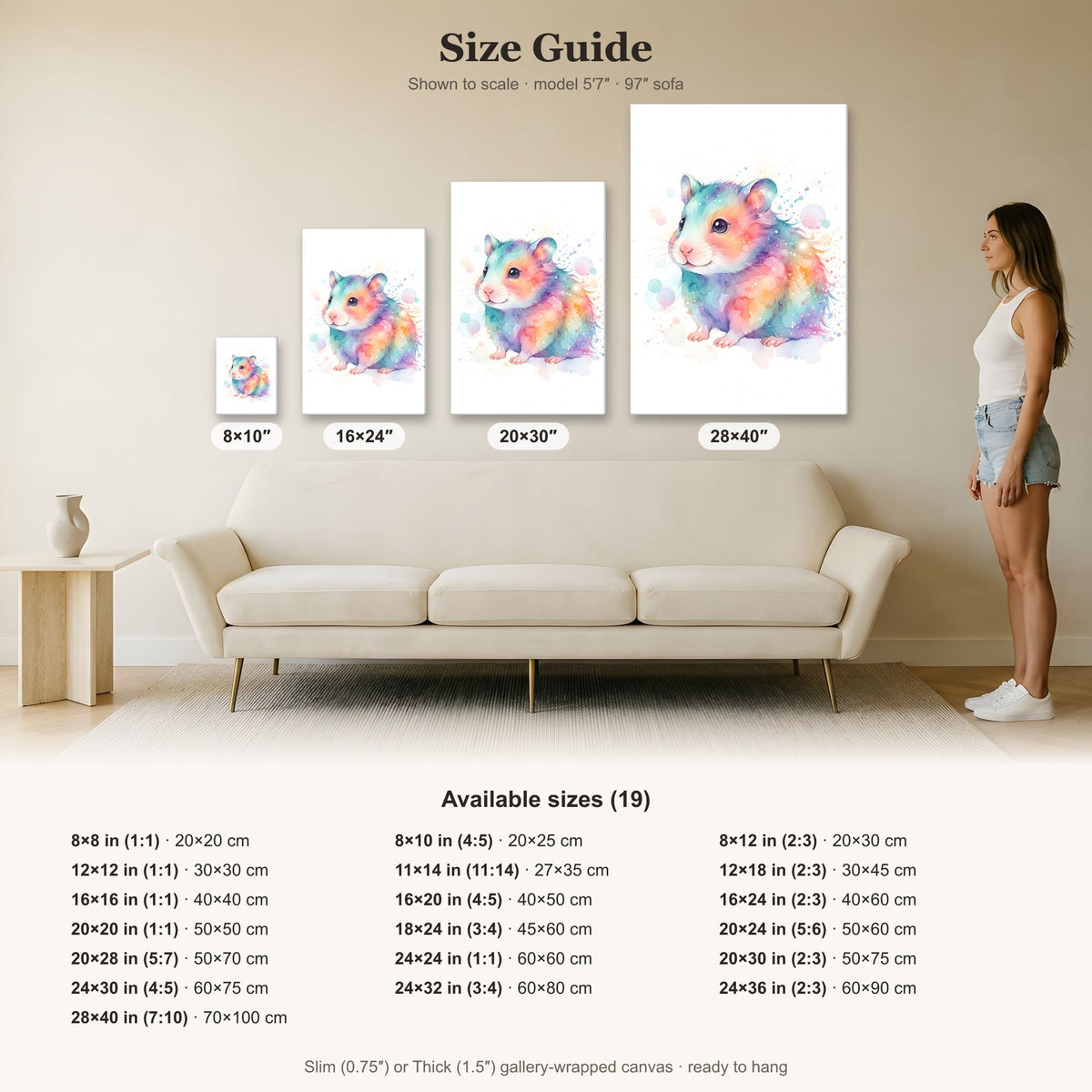 Baby Hamster Watercolor Art | Animal Canvas Print | Nursery Wall Decor - Canvas Art