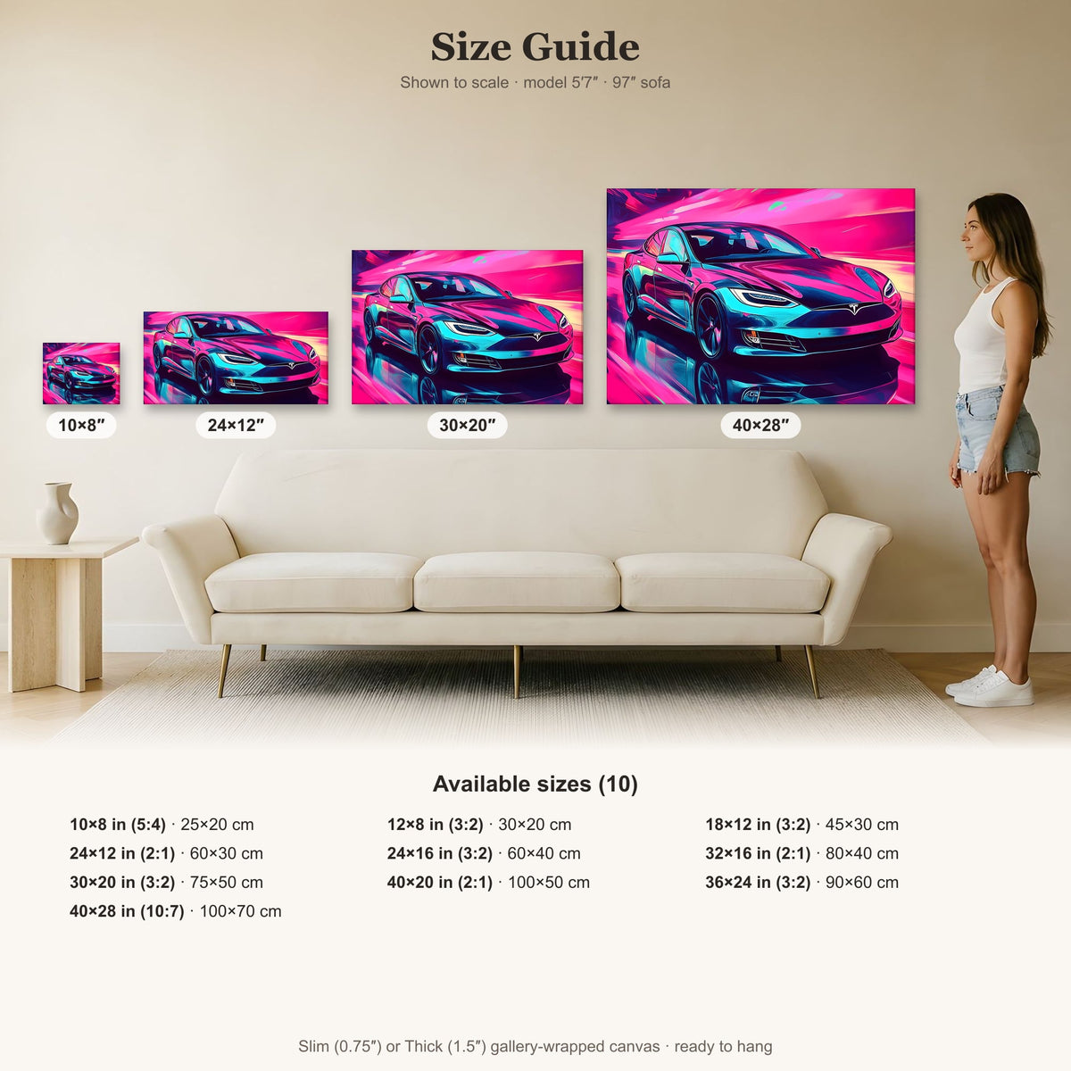 2026 Tesla Model S Neon Art – canvas wall art by Endozi Designs, view 2
