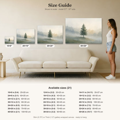 Lone Pine Tree Art | Serene Landscape Canvas Wall Art | Morning Fog Decor | Nature-Inspired Home Decor, Tranquil Atmosphere