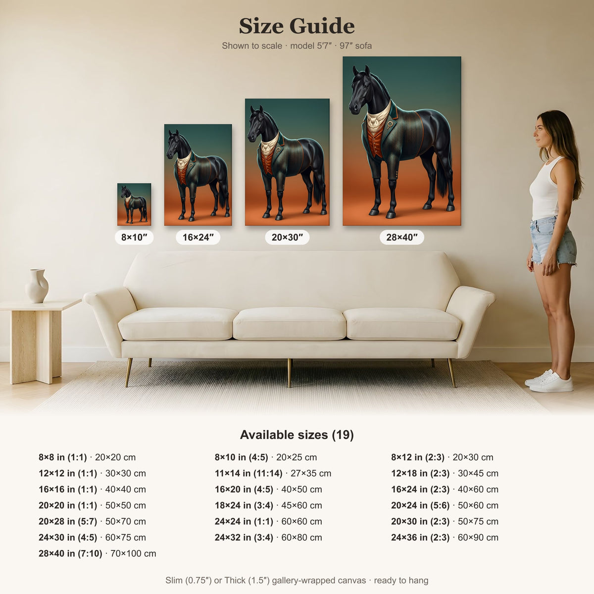 Majestic Black Stallion Canvas Wall Art | Equestrian Elegance For Horse Lovers | Tweed Jacket Inspiration